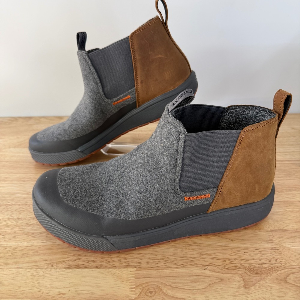 Grundens Dockyard Pull-On Boot Men 10 Gray Wool Waterproof Leather 60058-920